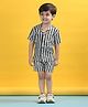 Polka Tots Cotton Half Sleeves Striped Shirt With Coordinating Shorts Set - Cream