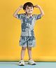 Polka Tots Cotton Half Sleeves Abstract Printed Shirt With Coordinating Shorts Set - Blue