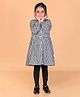 Nature Nook Kids Cotton Full Puffed Sleeves Checked Dress - Black & White