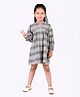 Nature Nook Kids Fannel Yard Dyed Full Sleeves Striped Dress - Black