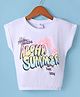 Smarty Girls Cotton Knit Half Sleeves Top With Aloha Summer Print - Offwhite