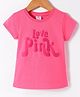 Smarty Girls Cotton Knit Half Sleeves T-Shirt with Love Pink Print - Dark Pink