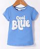 Smarty Girls Cotton Knit Half Sleeves T-Shirt with Cool Blue Print - Blue