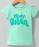 Smarty Girls Cotton Knit Half Sleeves T-Shirt With Minty Green Print - Mint Green