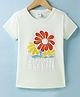 Smarty Girls Cotton Knit Half Sleeves Floral Printed T-Shirt -  Sea Green