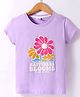 Smarty Girls Cotton Knit Half Sleeves Floral Printed T-Shirt - Lilac