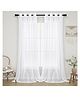 House of Quirk Pom Pom Grommet Sheer Curtains 7 Feet 2 Panels for Living Dining Room Textured Curtain for Bedroom Light Filtering Semi Sheer Voile Boho Curtain Panels Pack of 2 White- 84 Inch