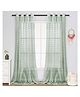 House of Quirk Pom Pom Grommet Sheer Curtains 7 Feet 2 Panels for Living Dining Room Textured Curtain for Bedroom Light Filtering Semi Sheer Voile Boho Curtain Panels Pack of 2 Sea Green- 84 Inch