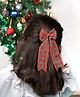Arendelle Christmas Theme Checked Bow Designed Pigtail Hair Clip - Red & Green