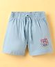Olio Kids Cotton Knit Above Knee Length Shorts with Text Print - Light Blue