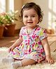 Babyoye 100% Cotton Knit With Eco Jiva Finish Half Sleeves Frock With Floral Print & Bloomer - White