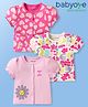 Babyoye 100% Cotton Knit Half Sleeves Eco Jiva Finish Jhablas With Heart & Floral Print Pack Of 3 - Pink & White