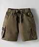 Olio Kids Cotton Knit Above Knee Length Solid Color Shorts with Cargo Pocket - Tan
