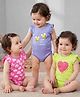 Babyoye 100% Cotton With Eco Jiva Finish Sleeveless Onesies with Heart & Bee Print Pack Of 3 - Pink & Lavender
