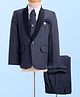 Rikidoos Full Sleeves Solid 4 Piece Party Suit With Tie - Navy Blue
