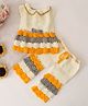 Woonie Sleeveless Striped Hand Knitted Sweater & Pant Set - Cream