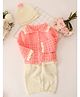 Woonie Full Sleeves Self Designed Hand Knitted Crocheted Sweater Set - Peach