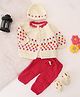 Woonie Full Sleeves Polka Dots Designed Crotcheted Sweater Set - Cream