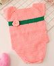 Woonie Sleeveless Floral Crochet Designed & Colour Blocked Onesie - Peach