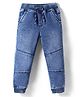 Olio Kids Full Length Cut & Sew Washed Denim Joggers - Light Blue