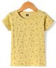 Evimo Single Jersey Knit Half Sleeves T-Shirt With Leaf Print - Olive Green
