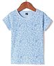 Evimo Single Jersey Knit Half Sleeves T-Shirt With Floral Print - Light Blue