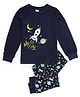 Unicorns Cotton Knit Full Sleeves Space Theme Printed Night Suit Set - Blue & Yellow