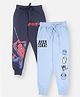 Nap Chief Pure Cotton Marvel Avengers Featuring Pack Of 2 Spider Man & Hulk Printed Joggers - Light Blue & Navy Blue