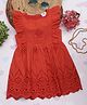 Creative Kids Cotton Sleeveless Schiffli Embroidered & Frill Detailed Dress - Maroon