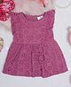 Creative Kids Cotton Sleeveless Schiffli Embroidered & Frill Detailed Dress - Dark Pink
