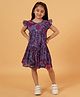 Creative Kids Sleeveless Frill Detailed Floral Printed Dress - Blue & Pink