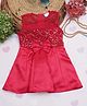 Creative Kids Sleeveless Sequin Embellished Bow Applique Dress - Red