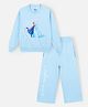 Nap Chief Pure Cotton Disney Frozen Featuring Full Sleeves Elsa & Anna Printed Sweatshirt & Joggers Set - Sky Blue