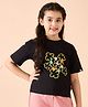 Stylo Bug Half Sleeves Floral Printed Tee - Black