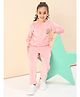 Stylo Bug Velvet Full Sleeves Woods Text Patch Detailed Tee With Coordinating Track Pant - Peach