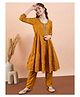 Stylo Bug Three Fourth Sleeves Bandhani Designed & Lace Embellished Kurta With Salwar Set - Yellow