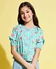Stylo Bug Half Sleeves Floral Printed Top - Blue