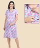 Morph Cotton Half Sleeves Swirls Printed Maternity Dress With Nursing Access - Blue