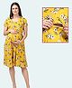 Morph Cotton Half Sleeves Floral Printed Dress With Nursing Access - Yellow