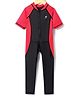 Bosky Swimwear Half Raglan Sleeves Legged Swimsuit - Black & Red