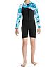 Bosky Swimwear Full Raglan Sleeves Strawberry Printed Legged Swimsuit with Cut & Sew Design - Pink & White