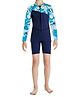 Bosky Swimwear Full Raglan Sleeves Strawberry Printed Legged Swimsuit with Cut & Sew Design - Pink & White