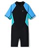 Bosky Swimwear Half Sleeves Legged Color Block Swimsuit - Light Blue & Black