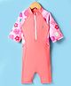 Bosky Swimwear Half Raglan Sleeves Legged Swimsuit With Floral Print - Peach