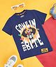 Pantaloons Junior Cotton Half Sleeves Typography Printed Tee - Navy Blue