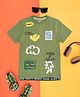 Pantaloons Junior Cotton Half Sleeves World Of Change Text Printed Tee - Olive Green