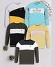 3PIN Cotton Jersey Pack Of 5 Full Sleeves Break Text Printed Colour Blocked Tees - Multi Colour