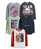 3PIN Cotton Jersey Pack Of 5 Full Sleeves The Rock & Roar The World Text Printed Tees - Multi Colour