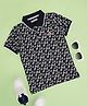 Pantaloons Junior Cotton Half Sleeves Floral Printed Polo Tee - Navy Blue