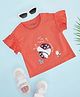 Pantaloons Junior Cotton Half Frill Sleeves Lets Play Together Text Printed Tee - Coral